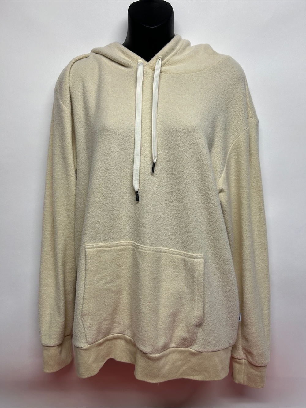 Cozy Cream Hooded Pullover Sweatshirt feat small fuzzy